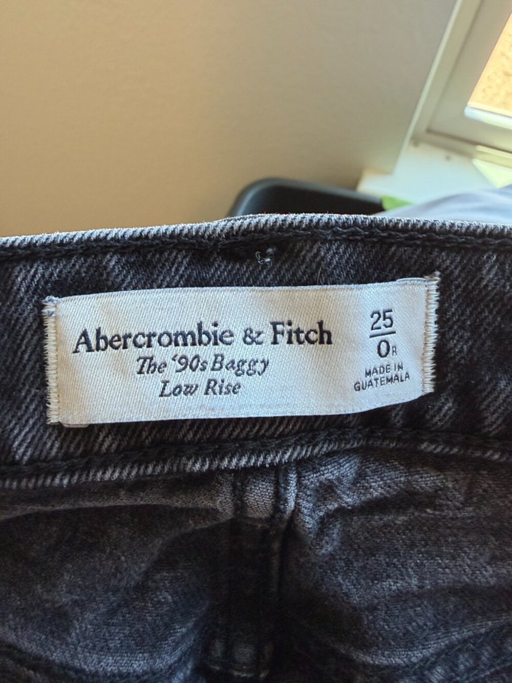 Abercrombie & Fitch 90s Baggy Low Rise Jeans Black Wide Leg Women’s 0R 25 - Picture 7 of 8